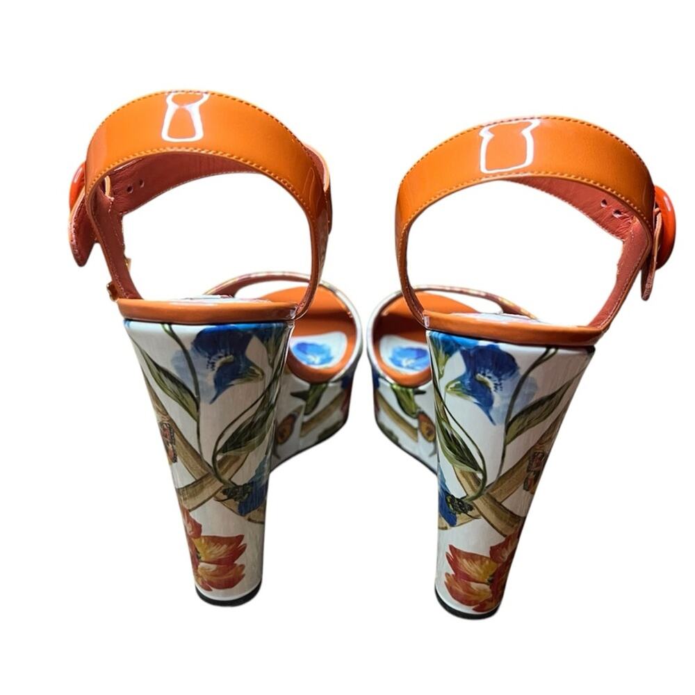 Dolce & Gabbana BIANCA Patent Leather Floral Butterfly Wedge Sandals EU 40 US 10 - Picture 6 of 13